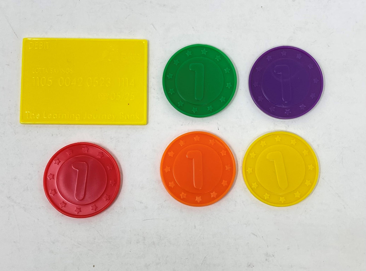 Shop & Learn Cash Register: Food Piece: 5 COINS AND YELLOW CREDIT CARD